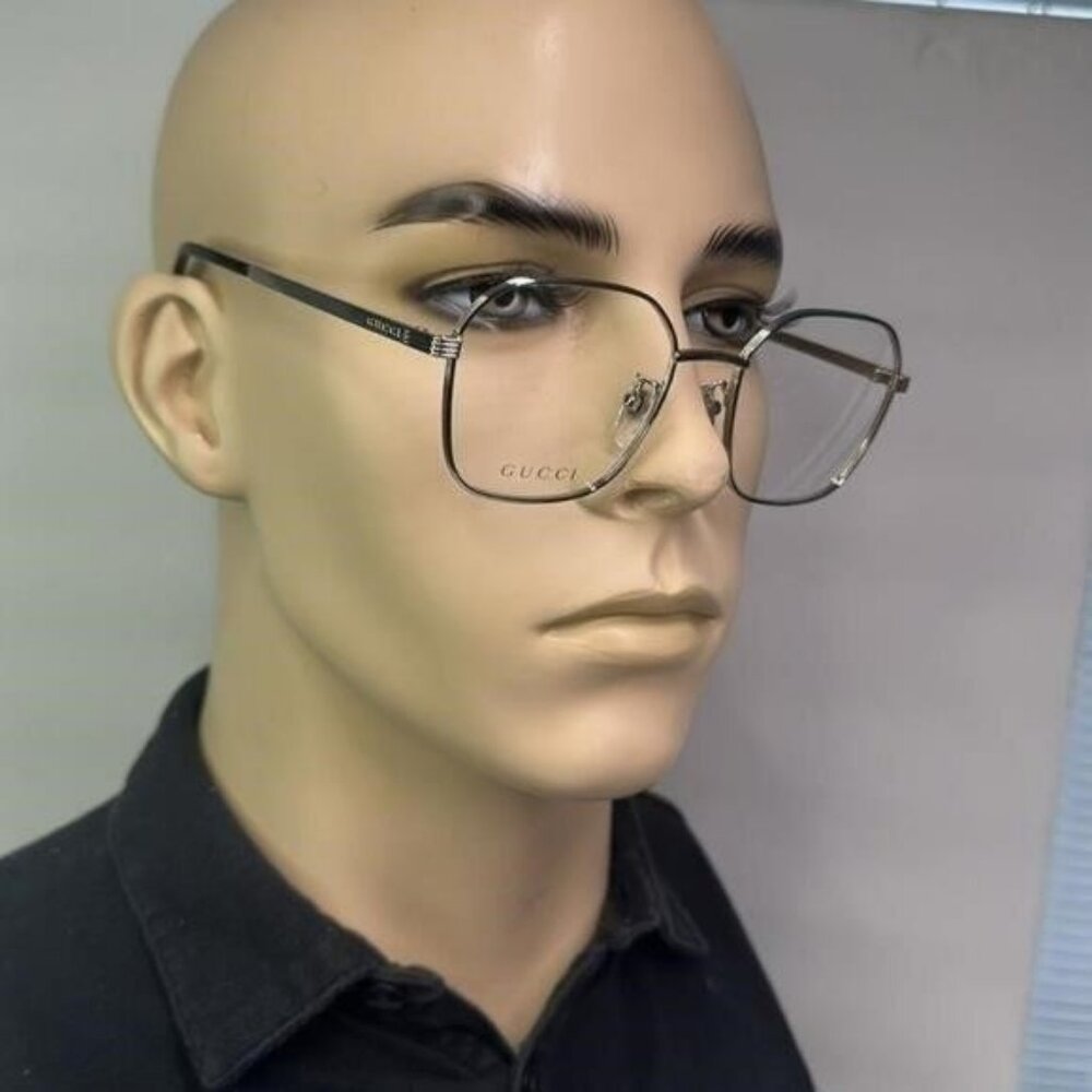 Gucci GG0946OA Square Metal Eyeglasses – Full Rim Frame for Men